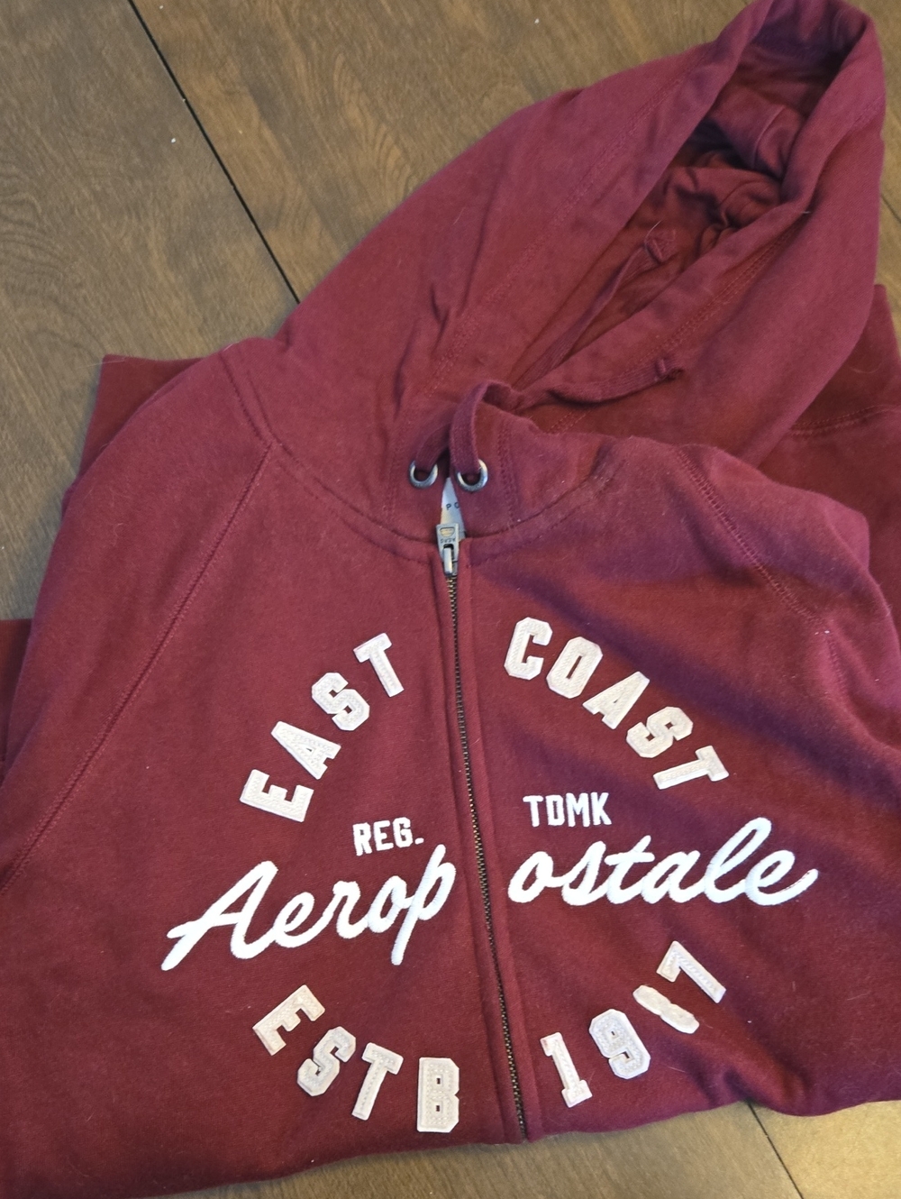 Aeropostale Burgundy Full-Zip Hoodie with White Logo
